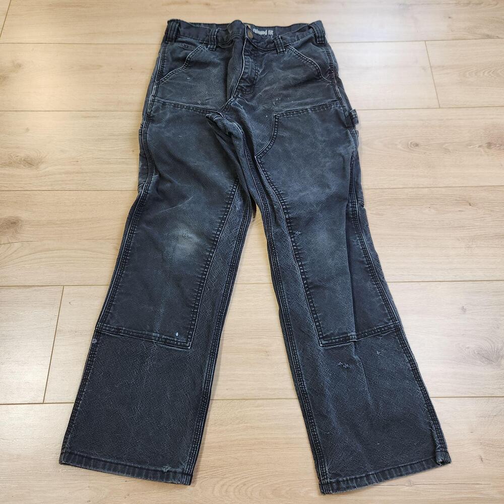 Carhartt Pants Mens 30x30 Black Relaxed Carpenter Canvas Double Knee Workwear
